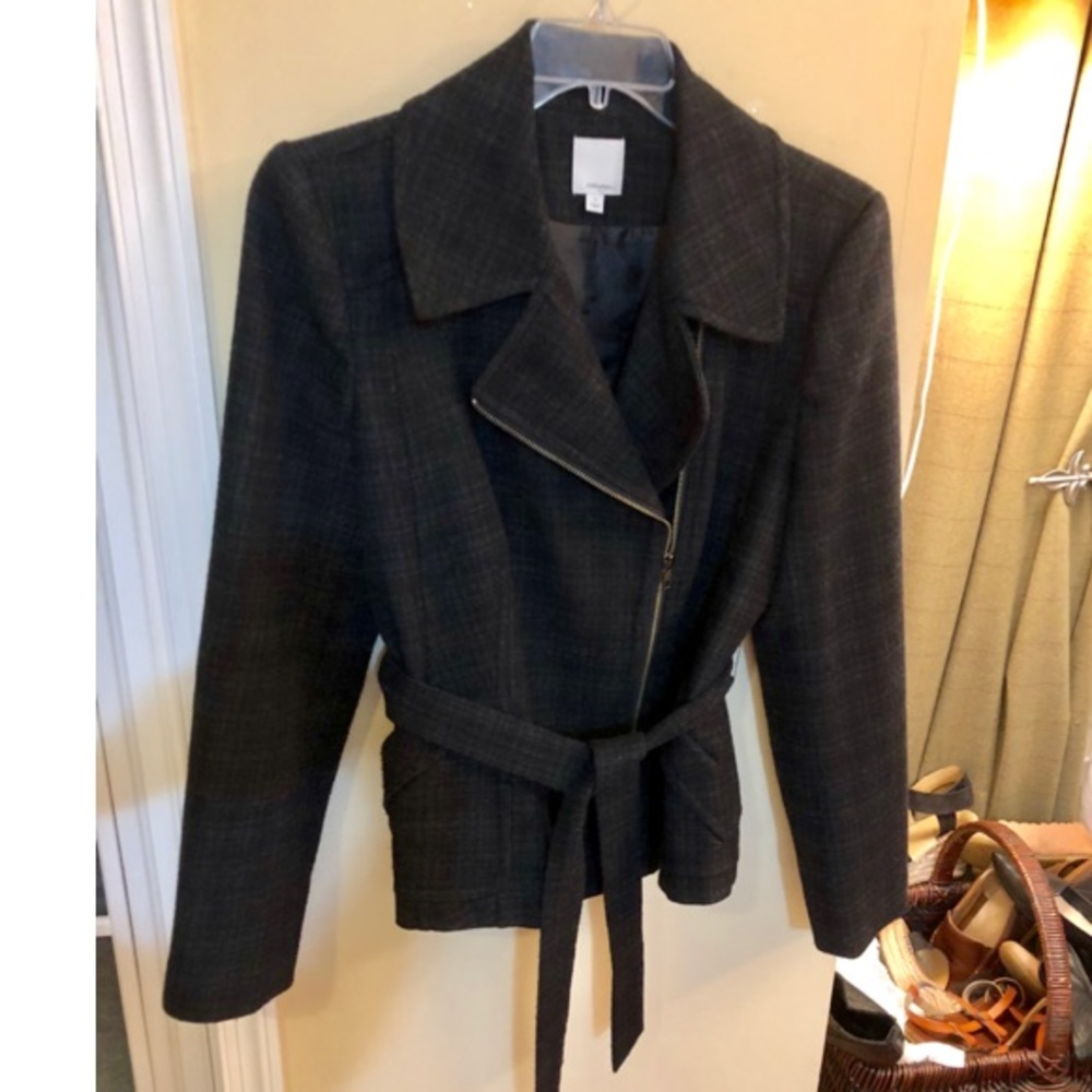 Halogen Wool Blend Plaid Moto Jacket